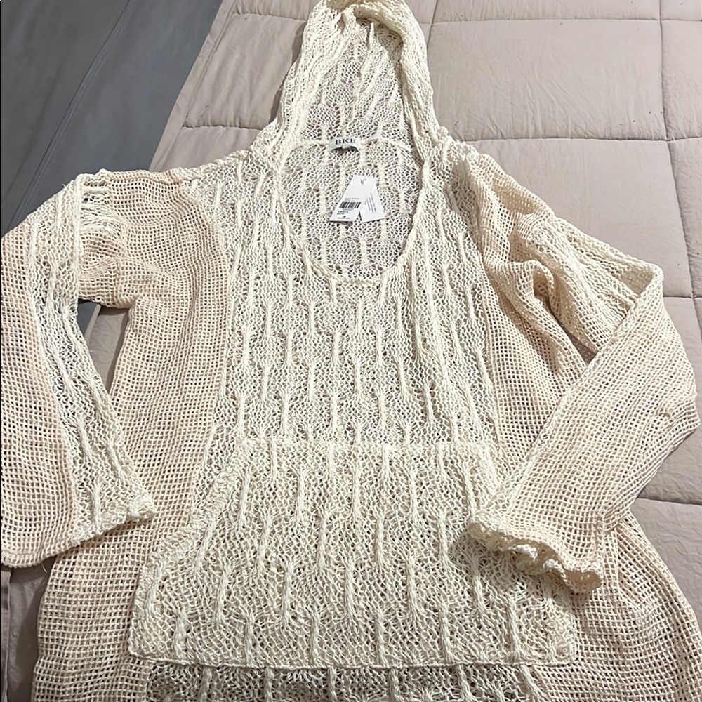 BKE Ivory Open-Knit Sweater